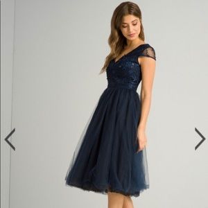 Chi Chi London Navy Cosette Dress